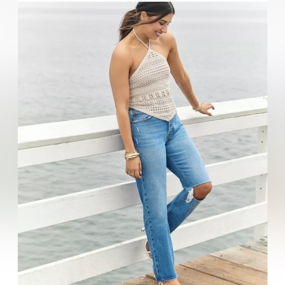 Abercrombie & Fitch Medium Destroy High Rise Dad Jeans New